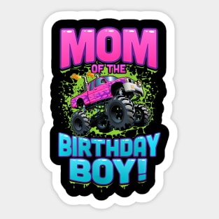 Womens Monster Truck Mom Of The Birthday Boy Sticker